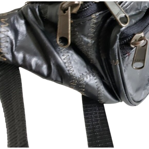Vintage 90s Y2K Patchwork Fanny Pack Belt Bag with Multi-Zip Compartments & Adju - Picture 4 of 9